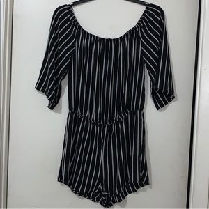 Never worn black & white striped romper